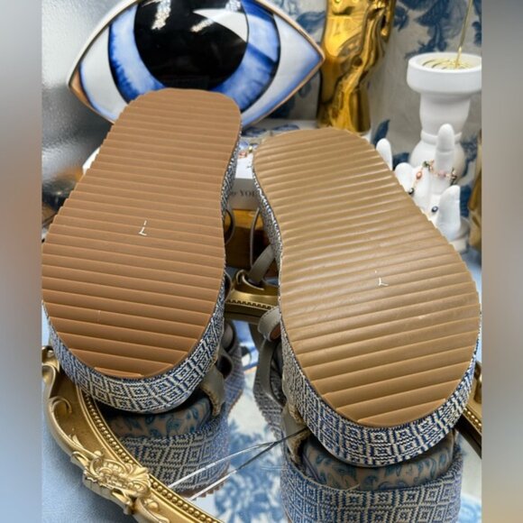 🆕 KURT GEIGER LONDON 🧿 NWOB Chelsea Flatform Sandal, Pale Blue Combo Sz 37 US7 - Picture 12 of 13
